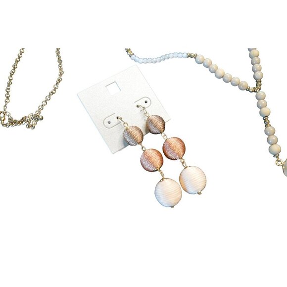 New Boho Tassel Necklace & Earrings Set With Natural Stone Accents - Picture 2 of 12